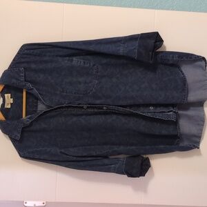 Anthropology X Cloth & Stone Women's Blue Tencel Boho Button Down Shirt Sz S